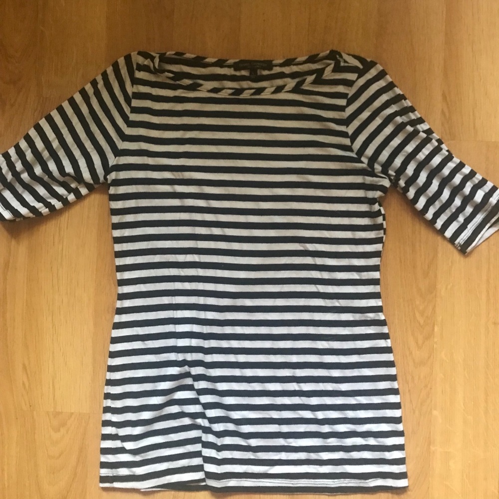 Long black and white stripped top